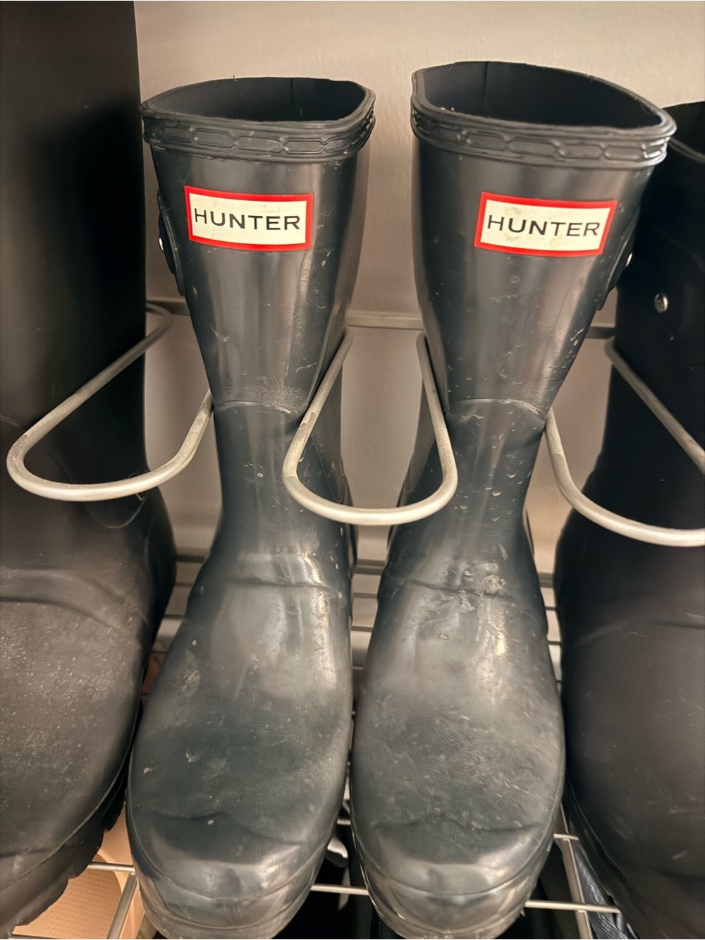 Hunter Navy and Black Rain Boot Interior with Branded Insole
